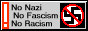 no nazi, no fascism, no racism with a red exclamation mark and a large no symbol around nazi imagery